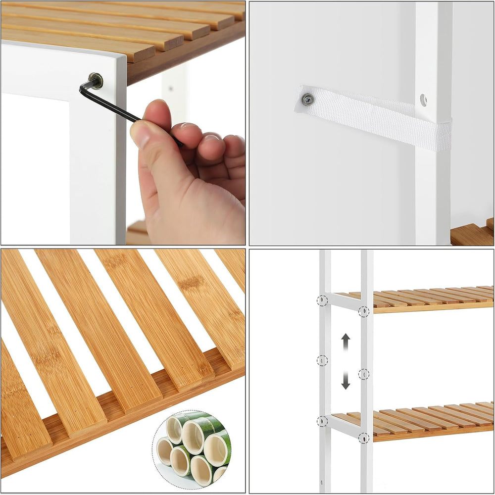 SONGMICS 5-Tier Bamboo Shelf, Freestanding Bathroom Storage Rack