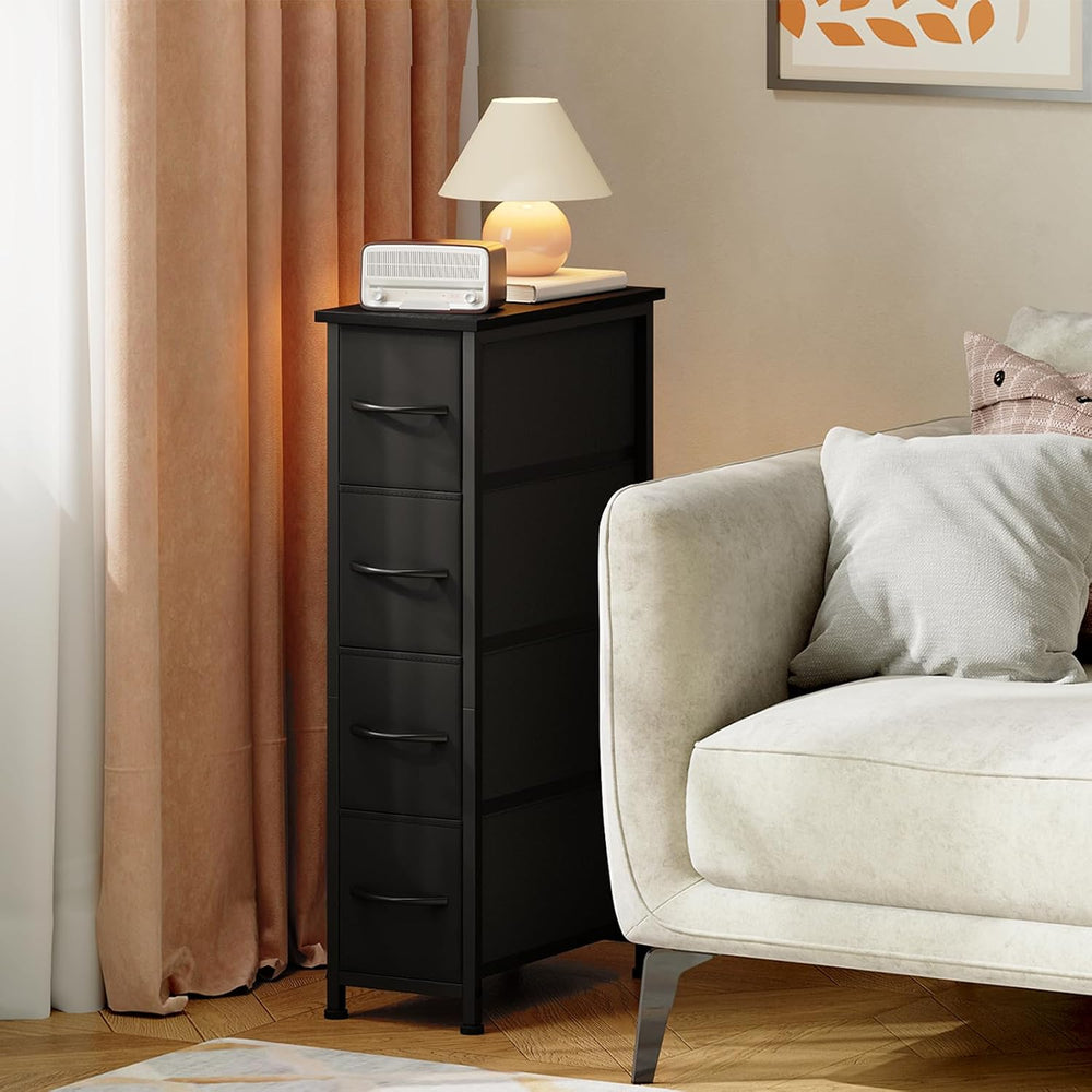 Somdot Narrow Dresser for Bedroom, 4 Drawer Storage Cabinet, Black