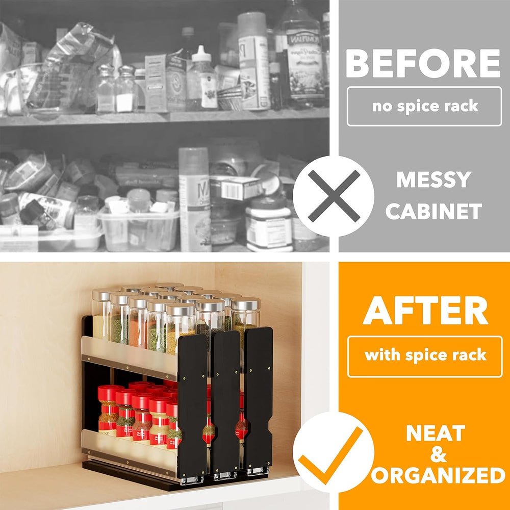 SpaceAid Bamboo Pull Out Spice Rack Organizer for Cabinet, Heavy Duty Slide O...