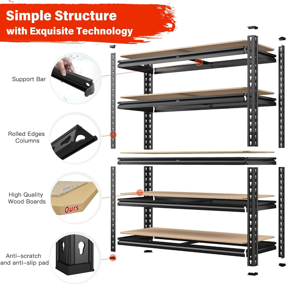 REIBII 72" Garage Shelving, Heavy Duty Storage Shelves 2000LBS, 5 Tier M...