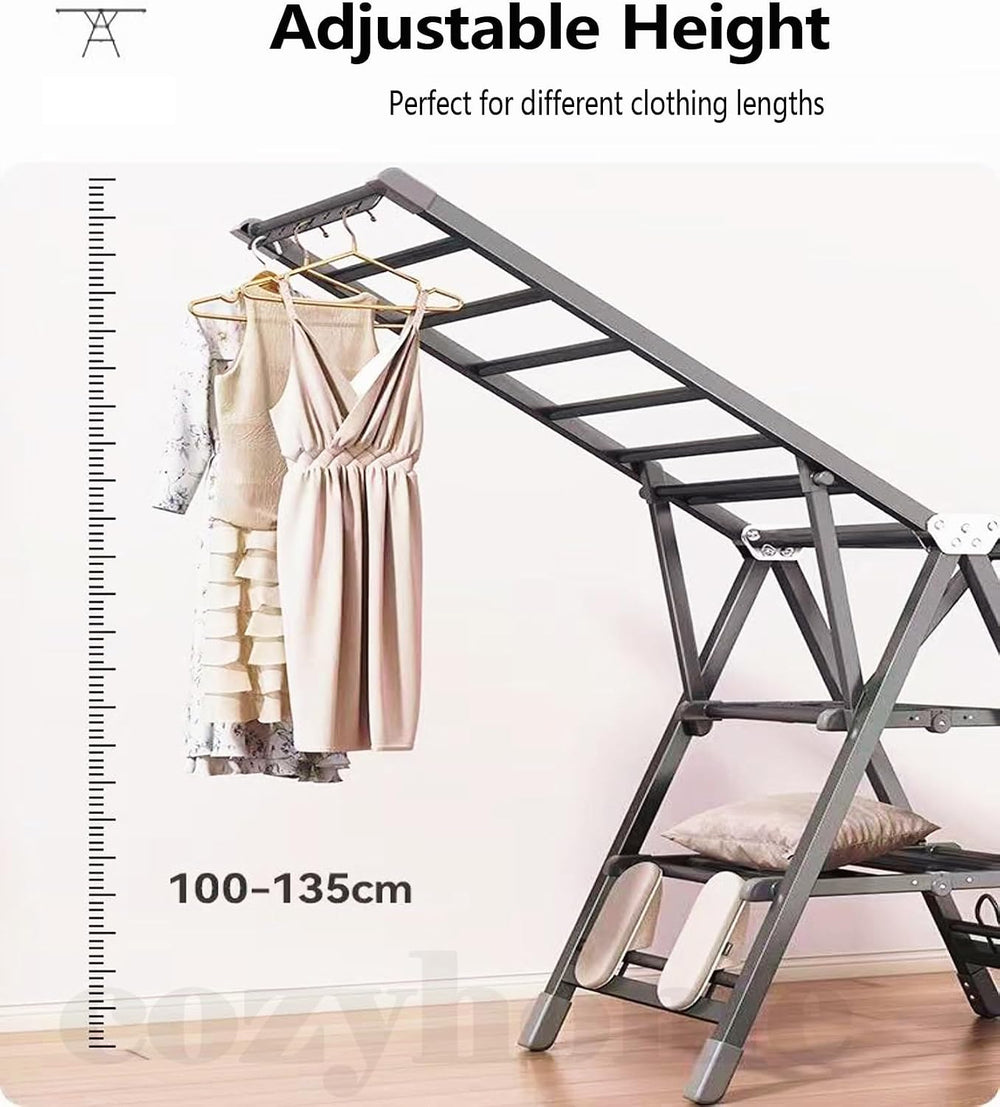 71" Foldable Clothes Drying Rack, Heavy Duty Laundry Drying Rack with Wh...