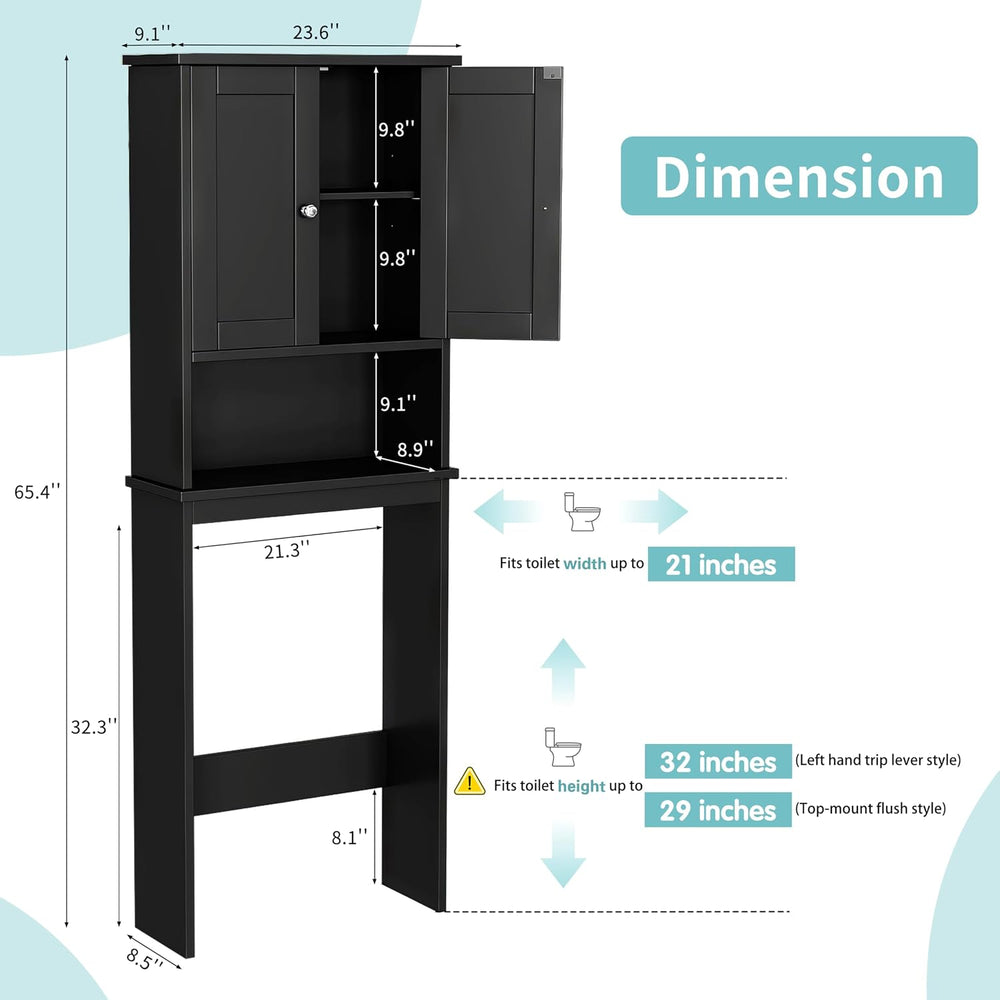 Shintenchi Over the Toilet Storage Cabinet, Bathroom Shelf, Black