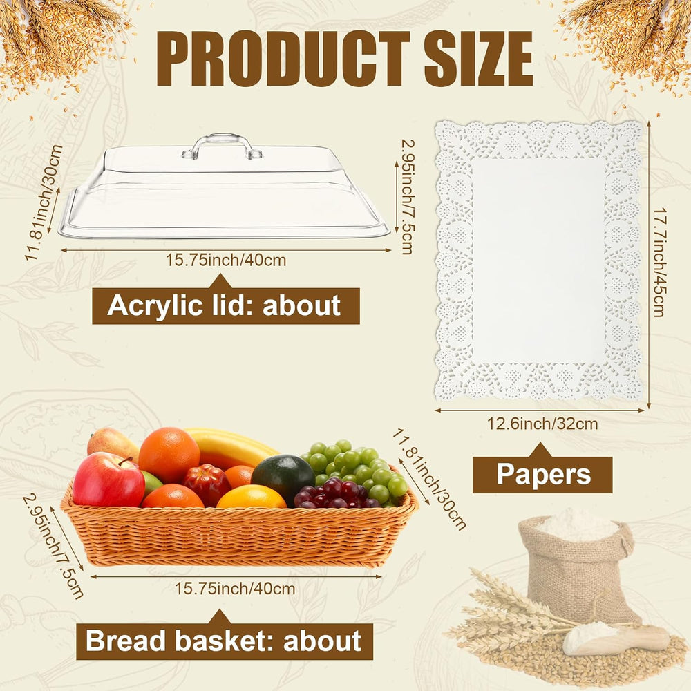 Mumufy 2 Packs Bread Baskets for Serving with Lid 15.75x11.81x2.95'' ...