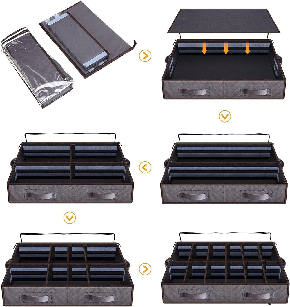 Set of 2, Under Bed Shoe Storage Organizer, Gray