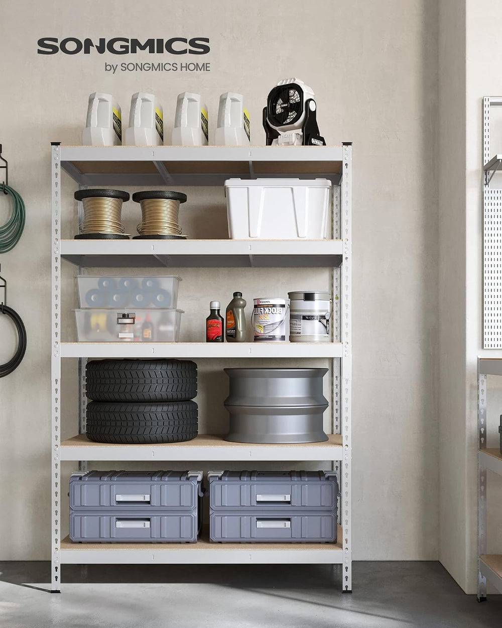 SONGMICS 5-Tier Storage Shelves, Load 2310 lb, Garage Storage, Boltless Assem...