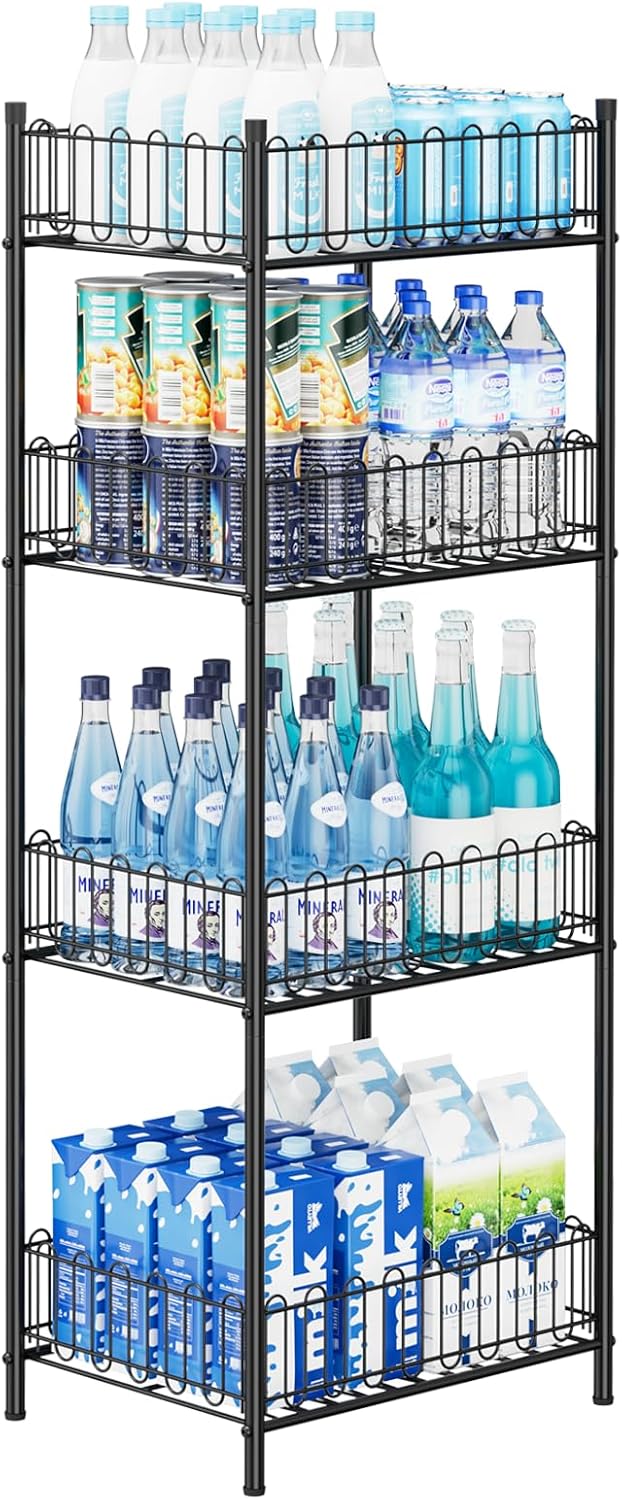 OYEAL Water Bottle Storage Holder 4 Tier Can Organizer for Pantry, Large Capa...