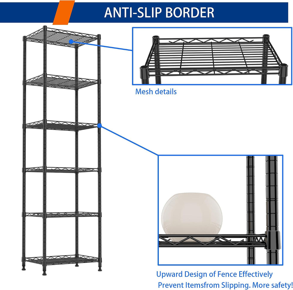 REGILLER 6 Wire Shelving Steel Storage Rack Adjustable Unit Shelves for Laund...