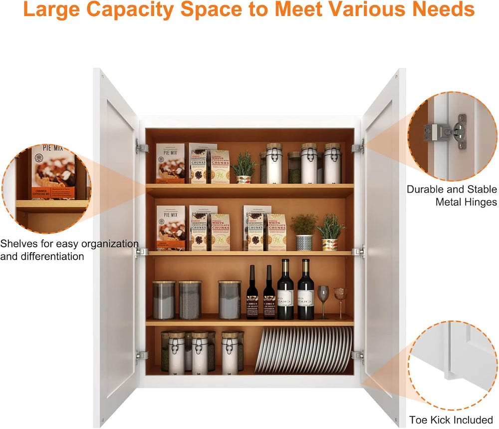 ROOMTEC RTA Wood Wall-Mounted Cabinet,Bathroom Medicine Cabinet