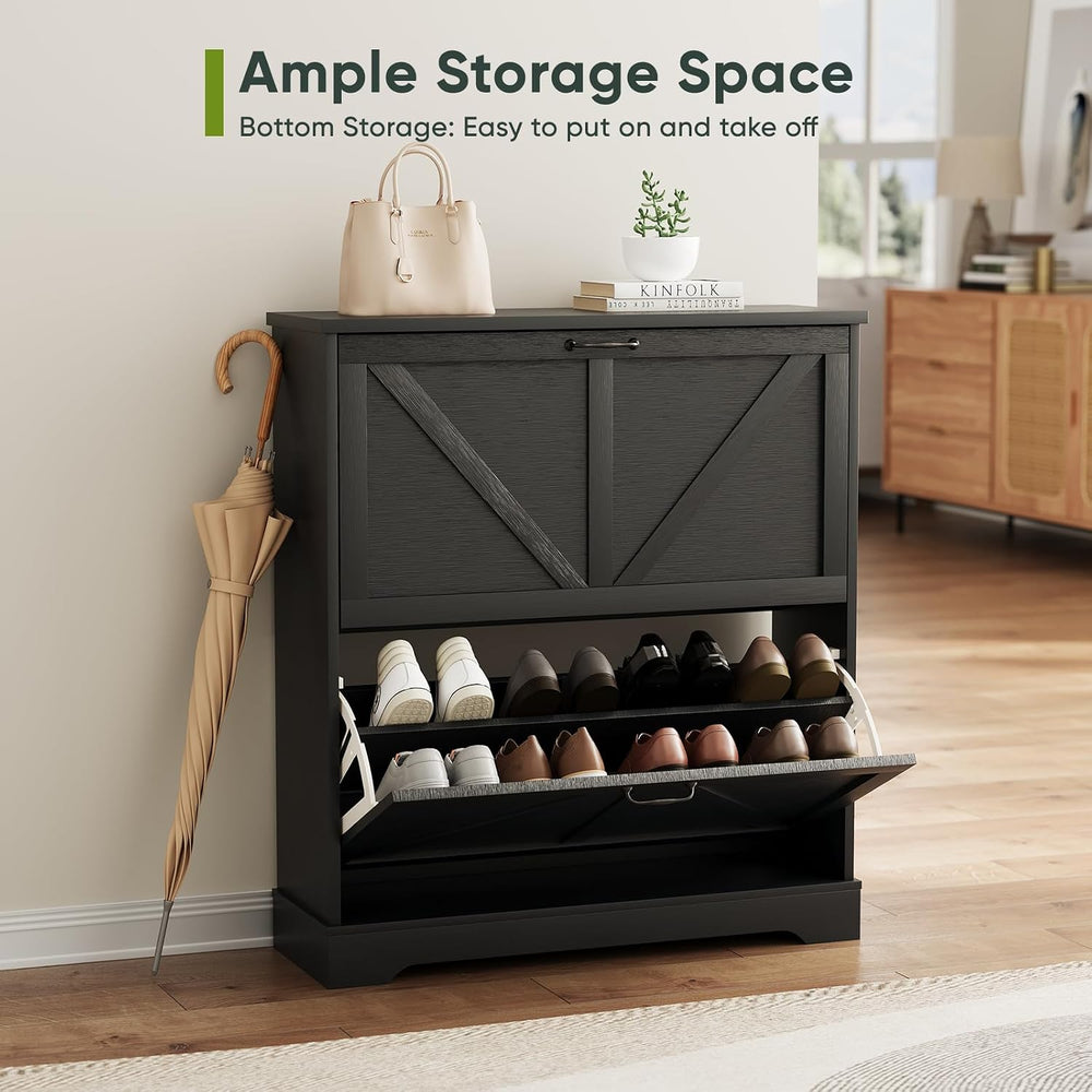 Smart FENDEE Shoe Cabinet, Shoe Storage Cabinet for Entryway with 2 Flip Draw...