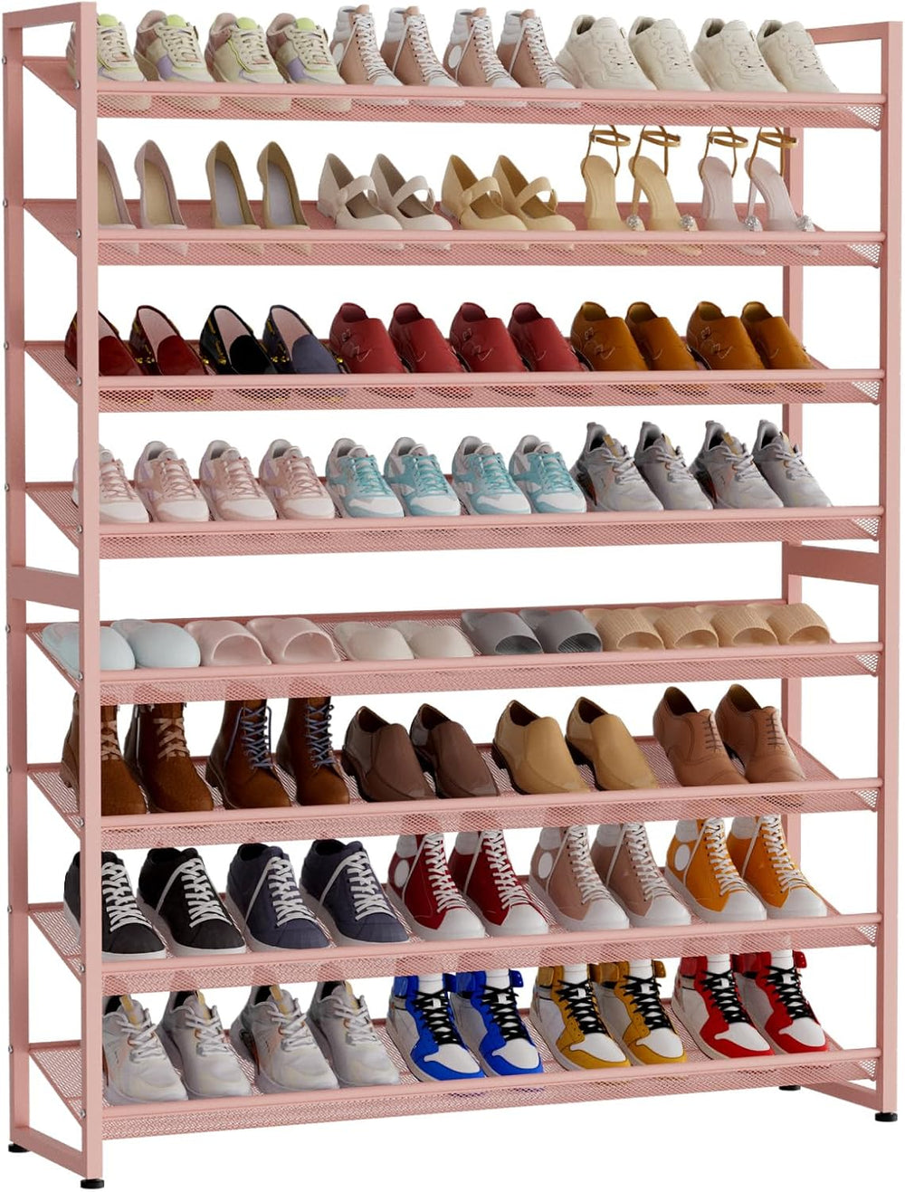Large Shoe Rack 8 Tier Shoe Organizer, Heavy Duty Metal 4-Tier Stackable Shoe...