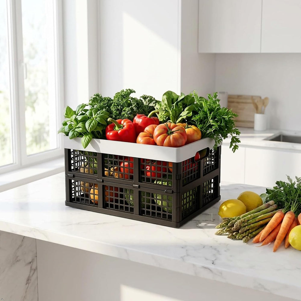 Kekow 30 L Black Plastic Collapsible Storage Basket, 3-Pack