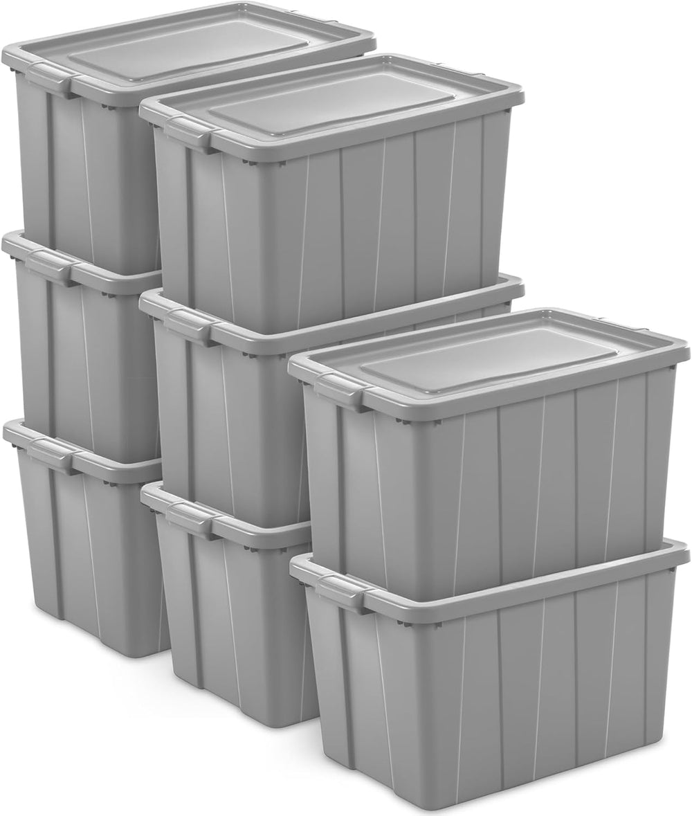 Sterilite Latching Tuff1 Tote Containers w/Lids, 30 Gallon, 8-Pack