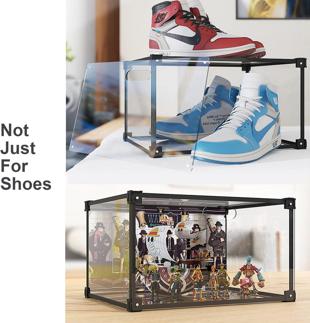 Magnetic Side Open Transparent Plastic Storage Shoe Box Clear Shoe Display Ca...