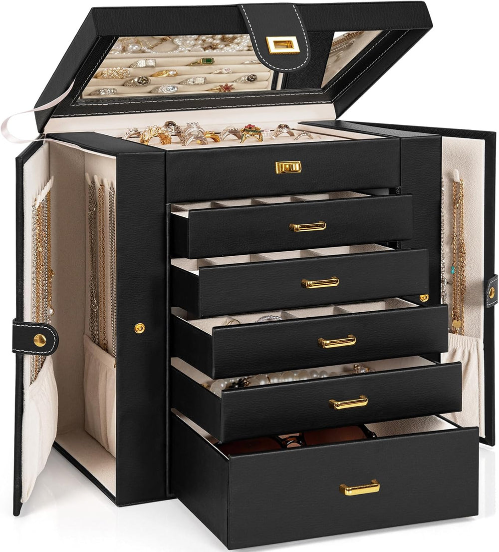 AKOZLIN 6-Tier Jewelry Box Organizer 5 Drawers Jewelry Storage Case