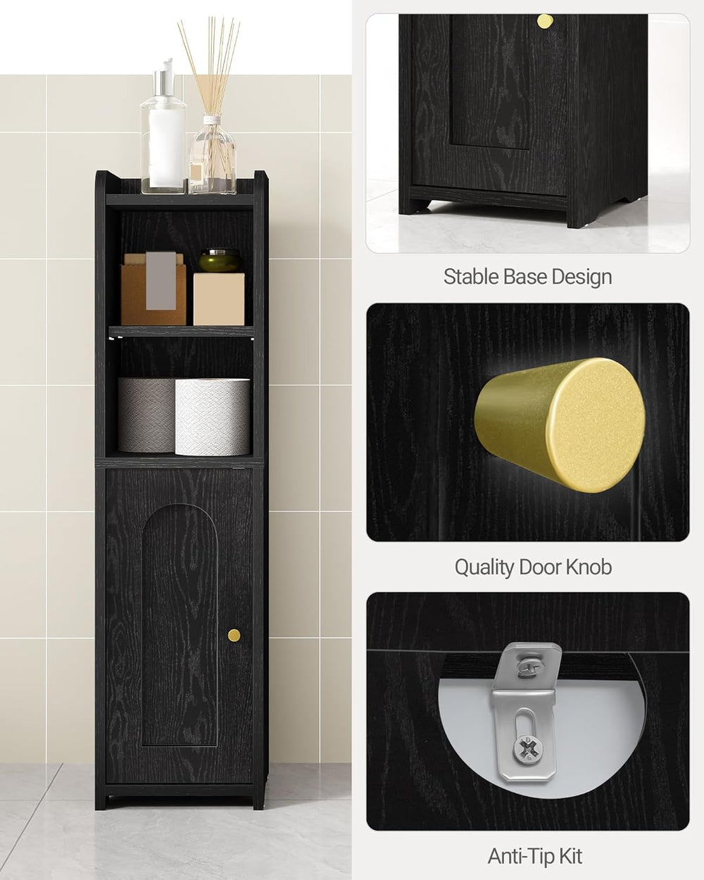 Hzuaneri Bathroom Storage Cabinet, Narrow Toilet Paper Cabinets with Doors