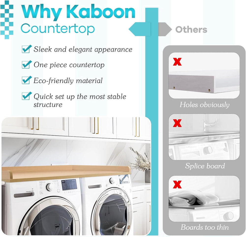 Kaboon Washer Dryer Countertop, Melamine Countertop with Edge Rails - 27.5&qu...