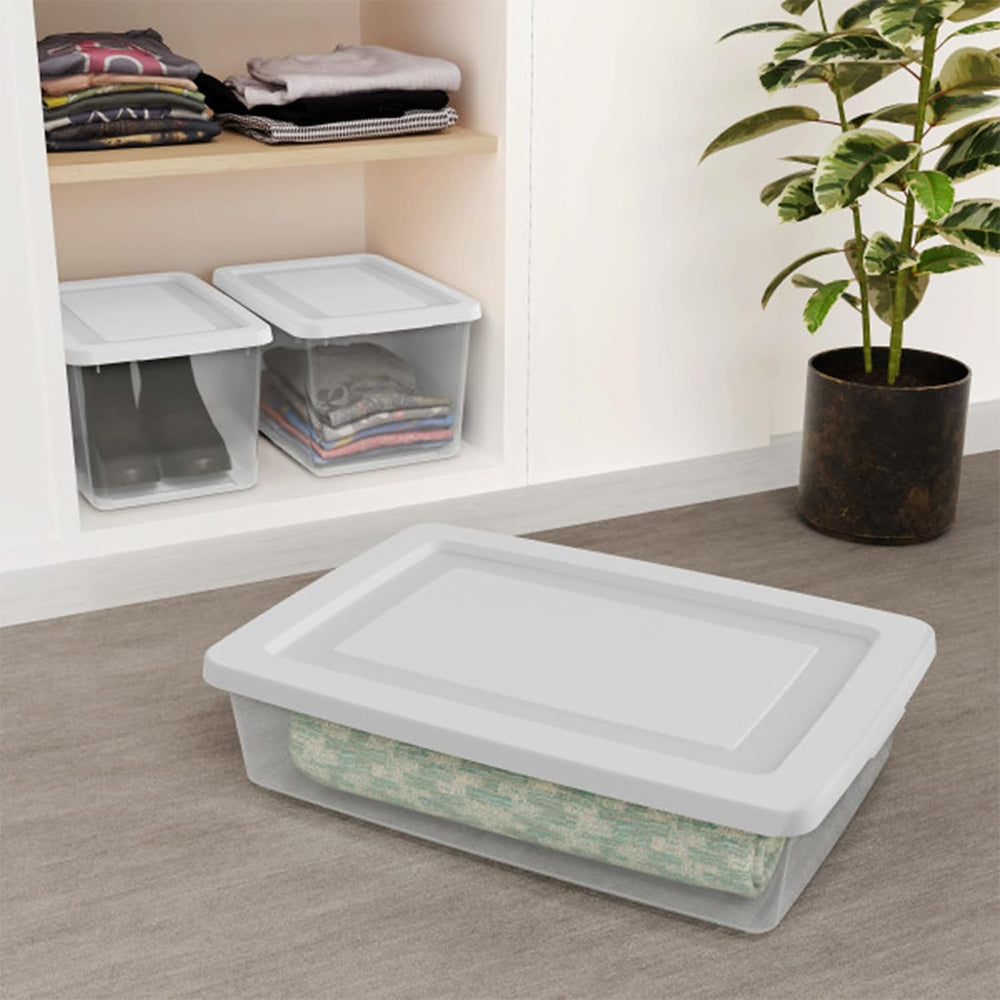 Sterilite Storage Box, Stackable Clear Plastic Bins, 20 Quart, 6-Pack