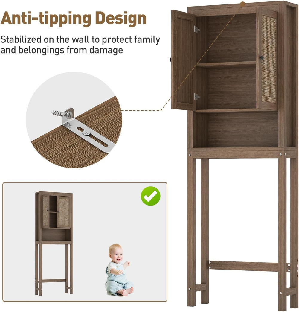knoworld Rattan Over The Toilet Storage Cabinet, Above Toilet Bathroom Organi...