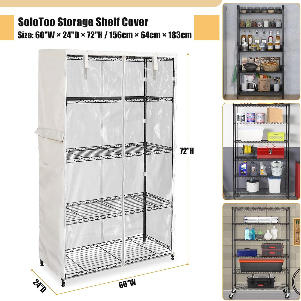 Wire Shelf Cover Waterproof, 60" W x 24" D x 72" H Rack Protector