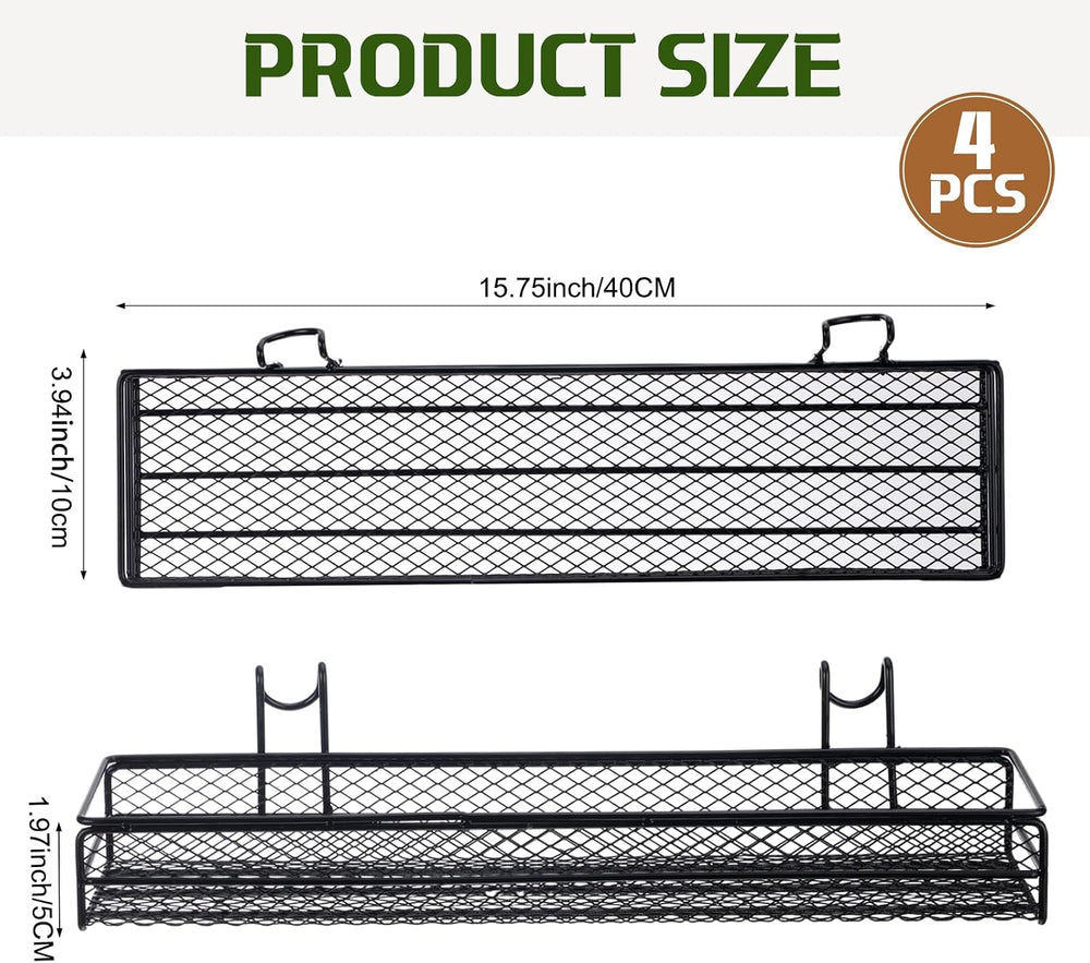 4 Pcs Metal Wire Mesh Basket for Gridwall Black Hanging Wire Mesh Basket with...