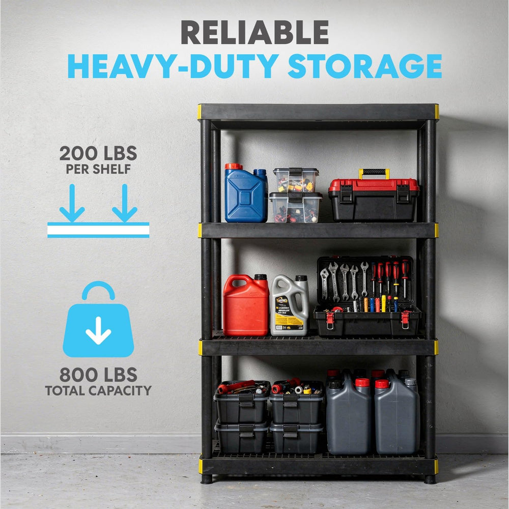 Simpli-Magic 4-Tier Heavy Duty Plastic Storage Shelving Unit, Garage & Ba...