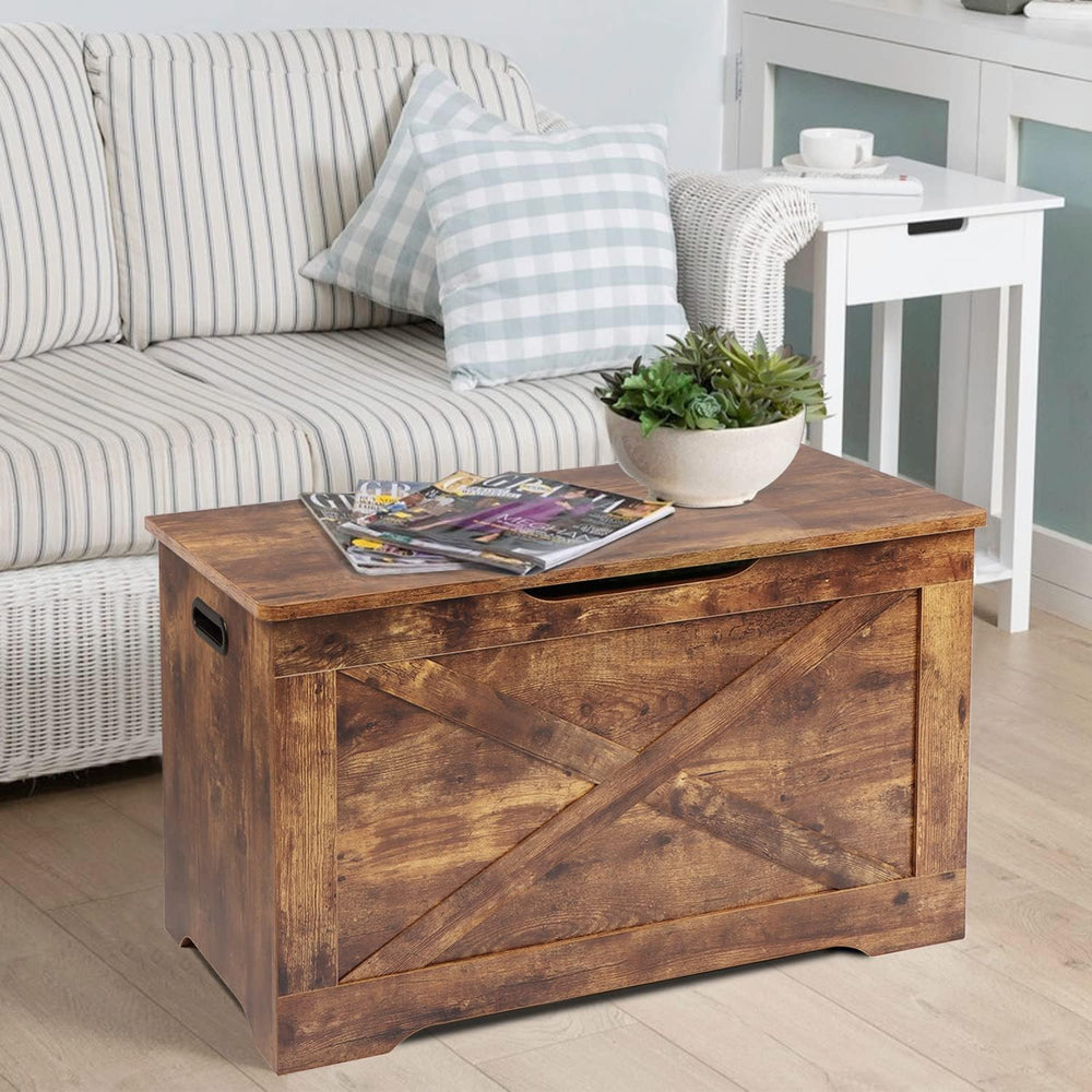 Timberer 31.5" Storage Chest, Wooden Storage Bench, Entryway Shoes Bench