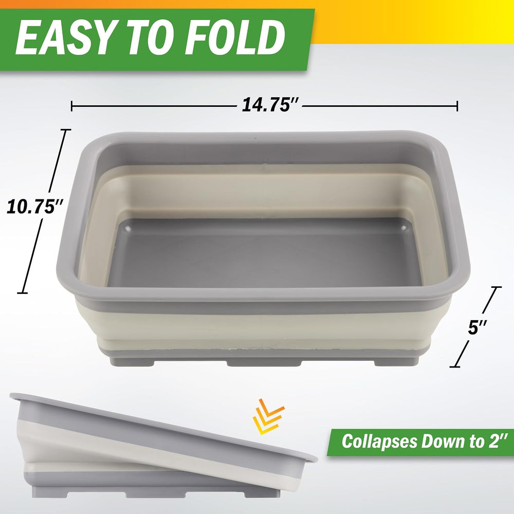 Collapsible Bucket for Cleaning 2-Pack - 7.27L Foldable Wash Bin Dish Tubs - ...