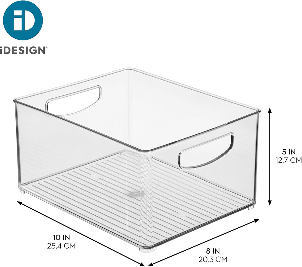 iDesign Stackable Storage Bin with Handles, Set of 4, Clear
