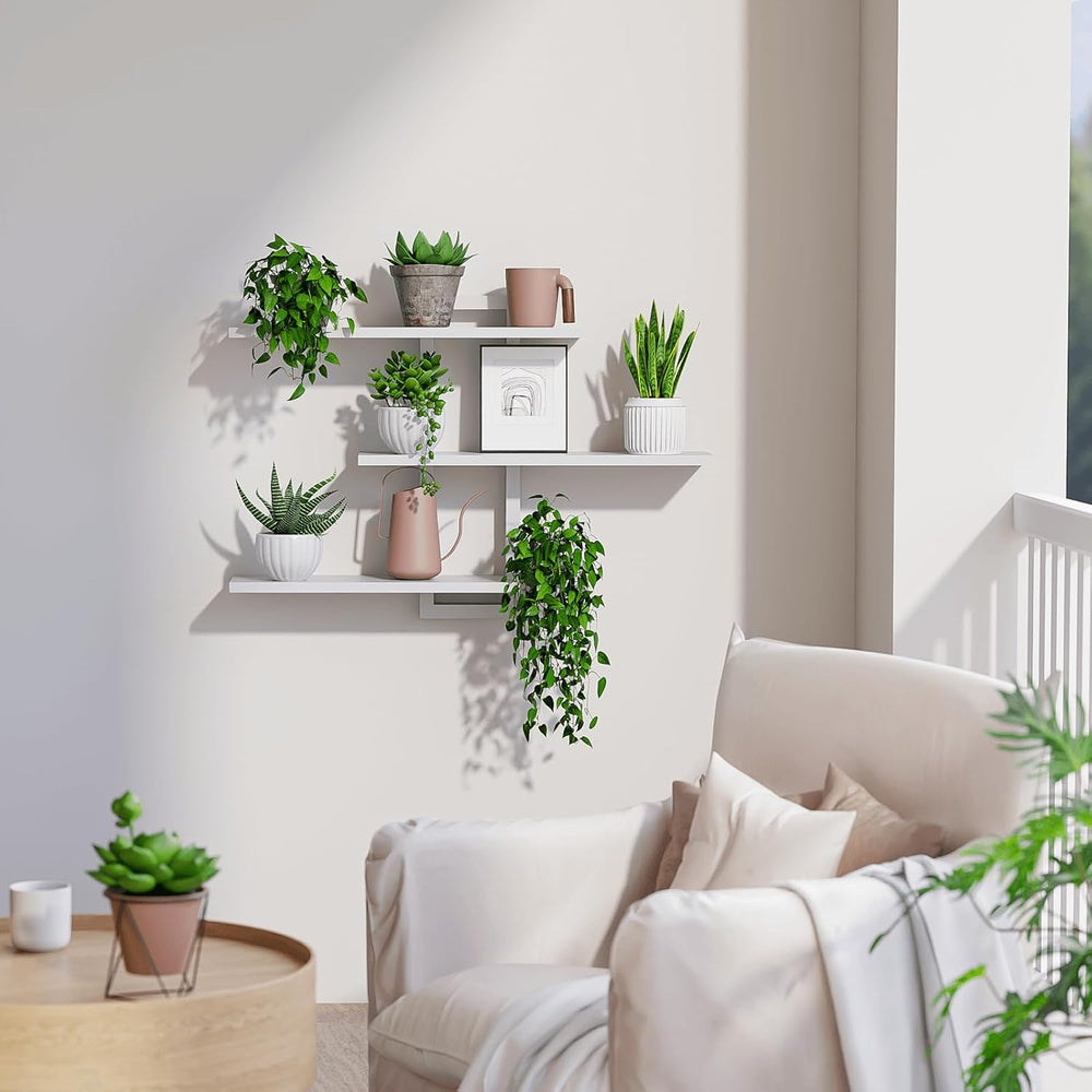 Homode Floating Shelves, Set of 3 Wooden Hanging Shelves, White