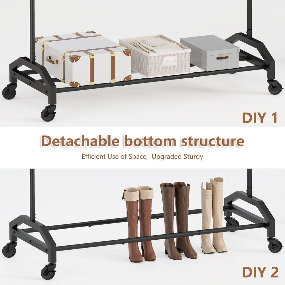 Wiracks Clothes Rack Clothing Rack with Wheels Rolling Clothing Rack for Hang...