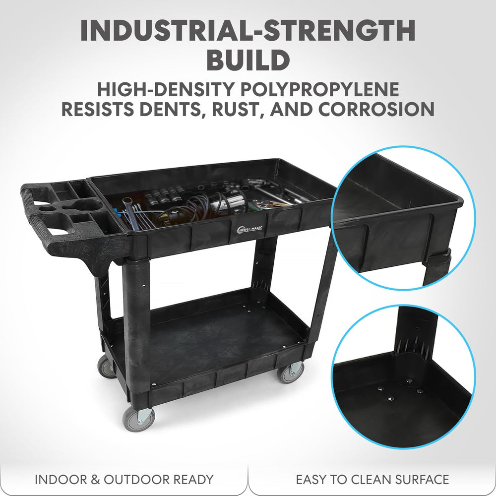 Simpli-Magic Rolling Utility Cart on Wheels, Heavy Duty with Ergonomic Handle...