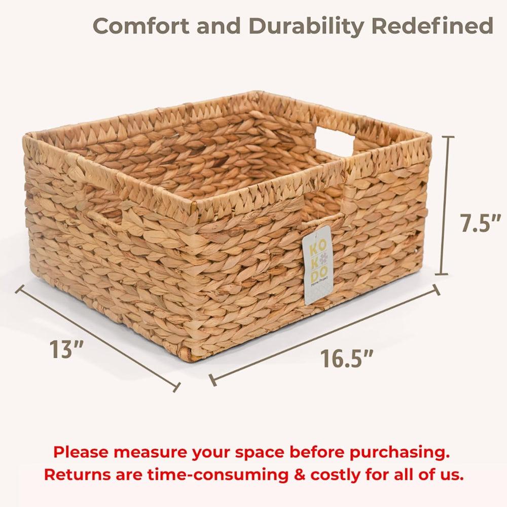 KOKODO 16.5"Lx13"W Extra Large/Jumbo Wicker Storage Baskets with Ch...