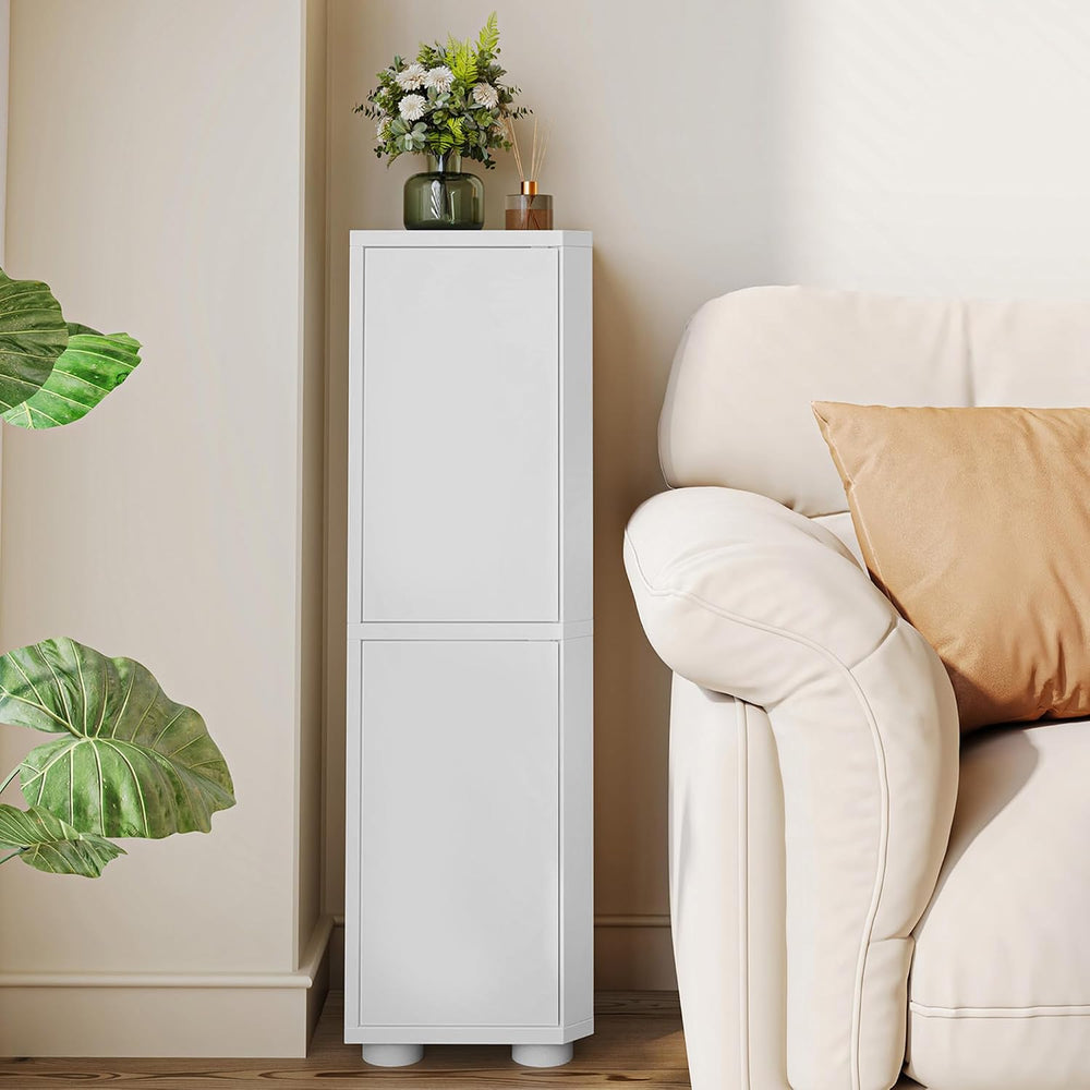Hzuaneri Corner Bathroom Cabinet,Small Corner Floor Cabinet with 4 Doors