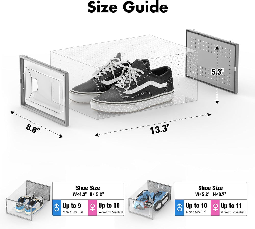 Foluck Shoe Storage Box, 15 Pack Clear Plastic Stackable Organizer for Closet...