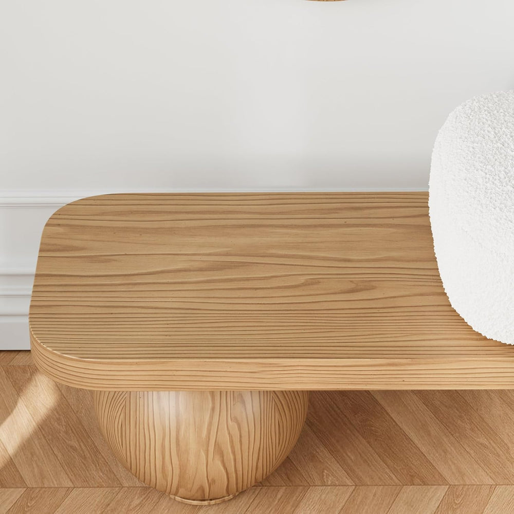 homary Entryway Bench, Modern Wooden Boucle Upholstered Bench with Abstract M...