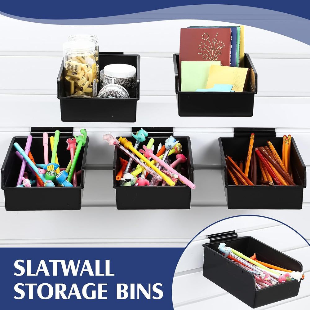 Briwooody 6 Pack Slatwall Bins with Hooks Set, Slatwall Organizer Containers ...