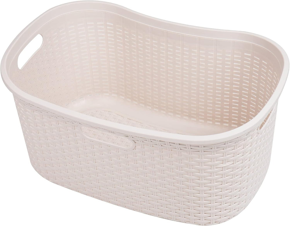 Mind Reader 40L Laundry Basket, Clothes Hamper, Premium Wicker Design, Plasti...