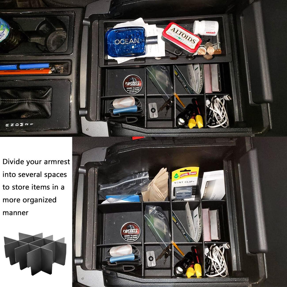Center Console Organizer Dividers Compatible with 2015-2020 Ford F150 Accesso...