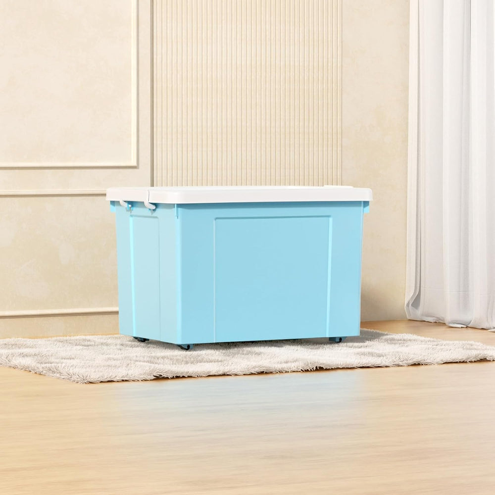 Cetomo Lidded Storage Bin with Handle, Tote Organizing Container with Wheels,...
