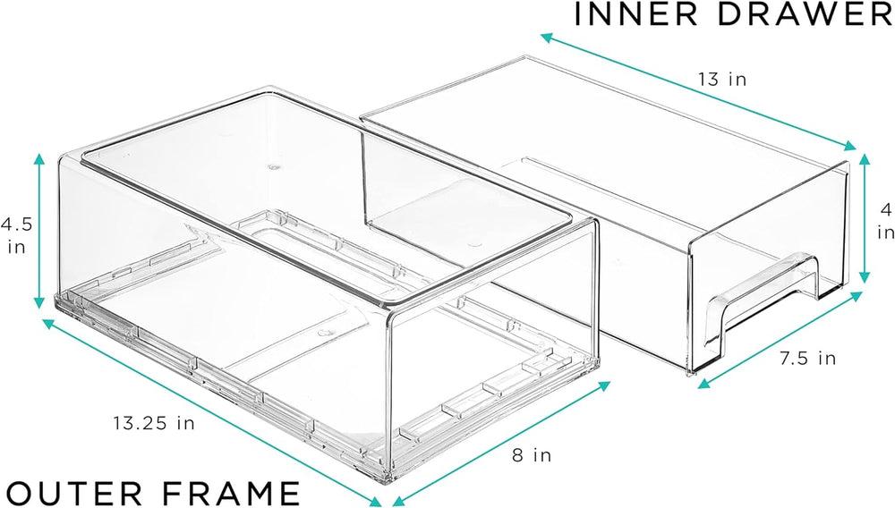 Sorbus Clear Stackable Storage Drawers for Refrigerator (Medium, 2 Pack)