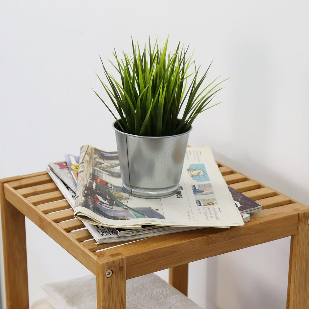 Bamboo Bathroom Shelf Square 4-Tier Storage Shelves Free Standing Rack Multif...