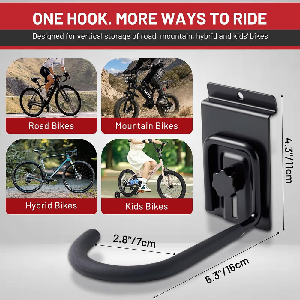 Locking Slatwall Bike Hooks, Heavy Duty Bicycle Hanger with PVC Coating, Wall...