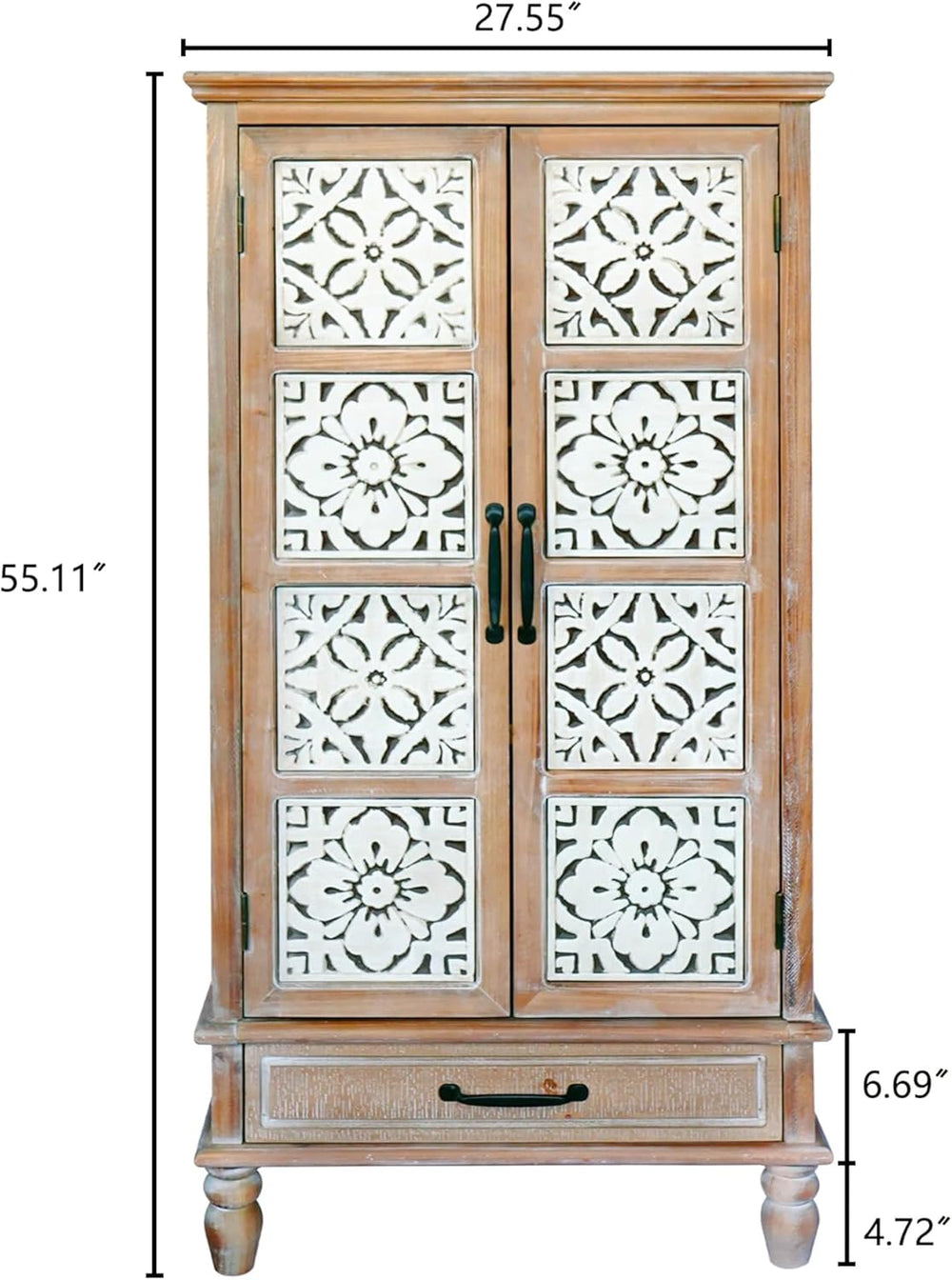 LKTART 55" Tall Carved Accent Cabinet,Solid Wood Sideboards Buffet Cabinet