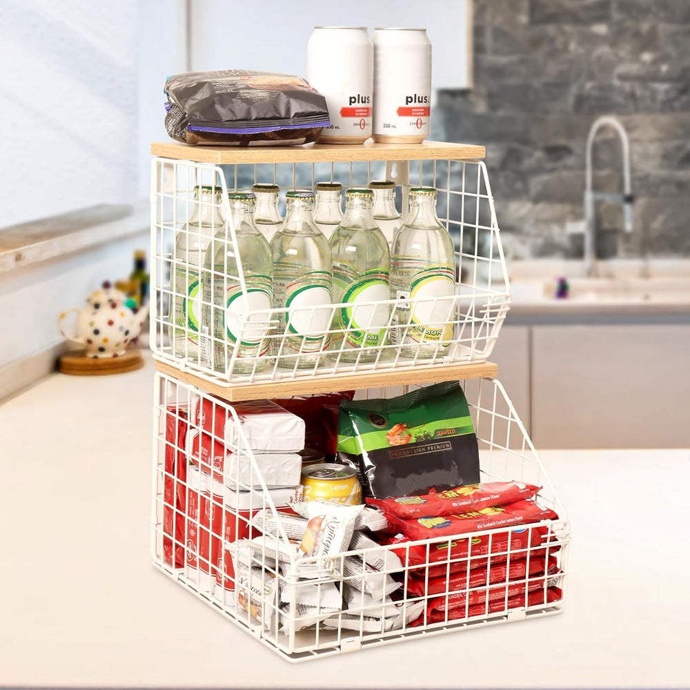 Mefirt White Fruit Bowl, 2-Tier Fruit Basket for Kitchen Counter, Stackable W...