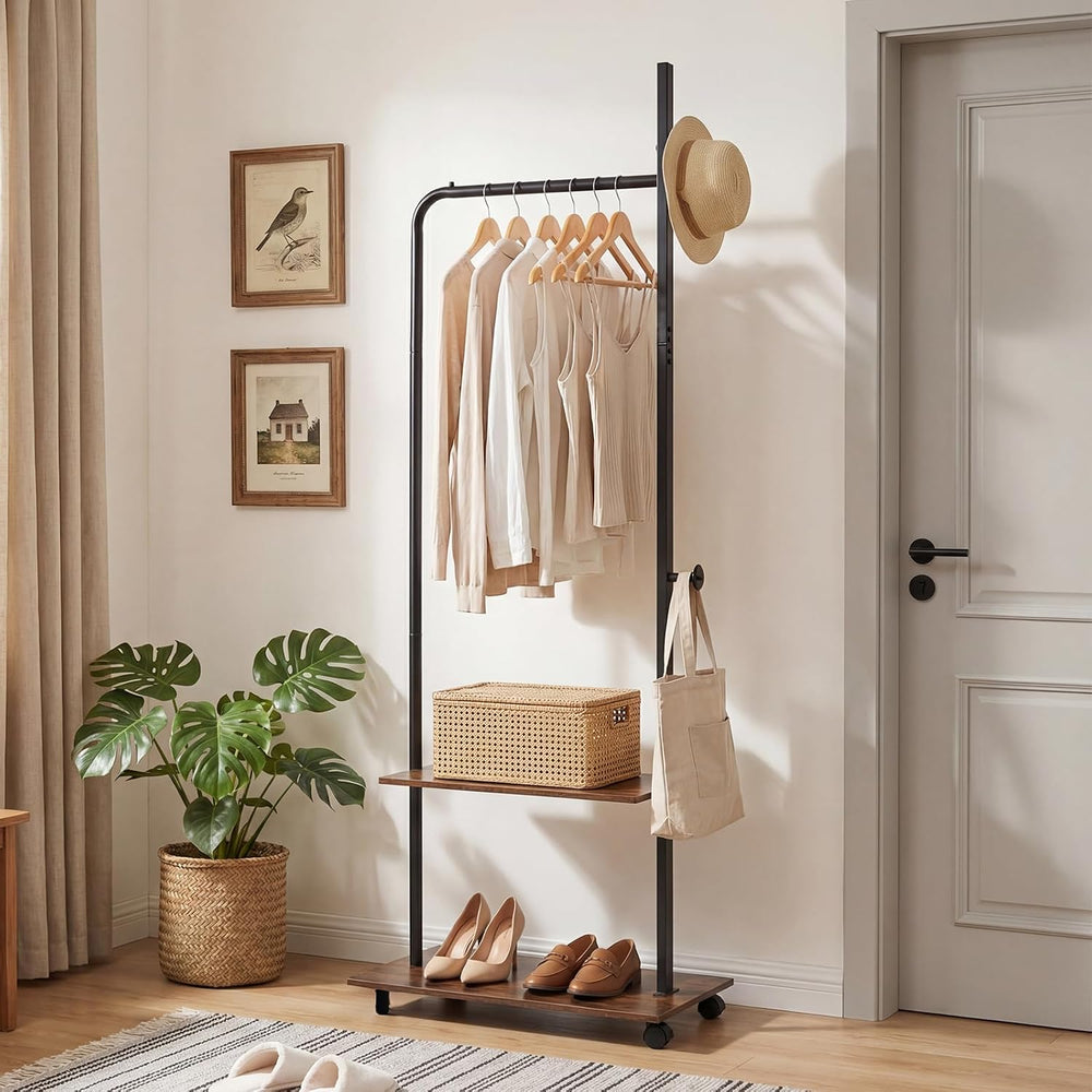 GIANTEX Clothes Rack with Wheels, 69" Freestanding Garment Rack with Han...