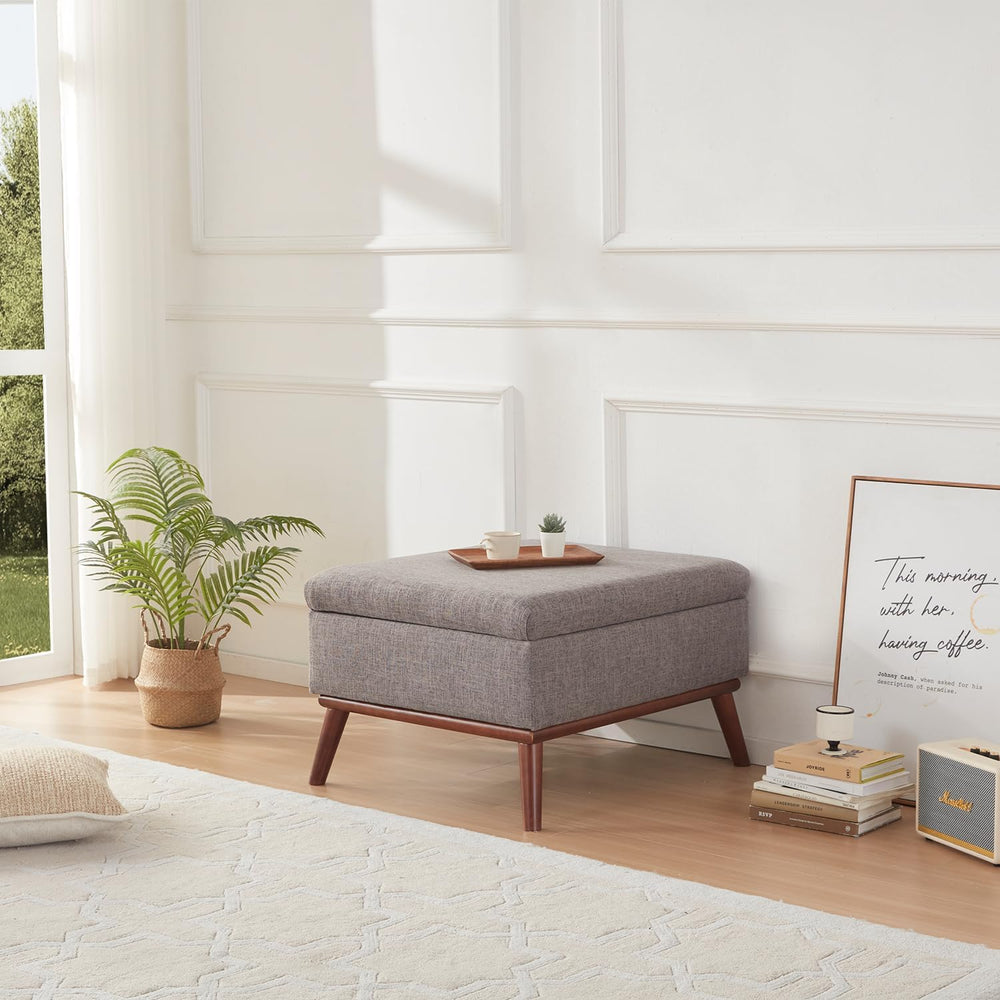 Tbfit Large Storage Ottoman, 28.3" Mid Century Modern Rectangle Coffee T...