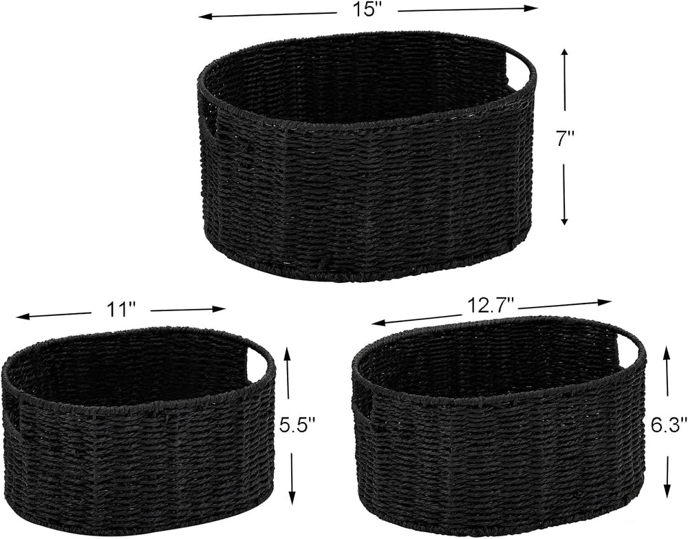 Vagusicc Wicker Basket, Set of 3 Round Storage Baskets for Organizing, Woven ...