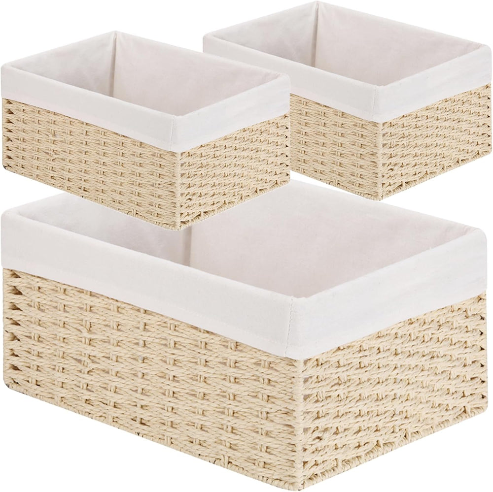 Vagusicc Wicker Basket, Set of 3 Hand-woven Storage Baskets for Organizing, D...