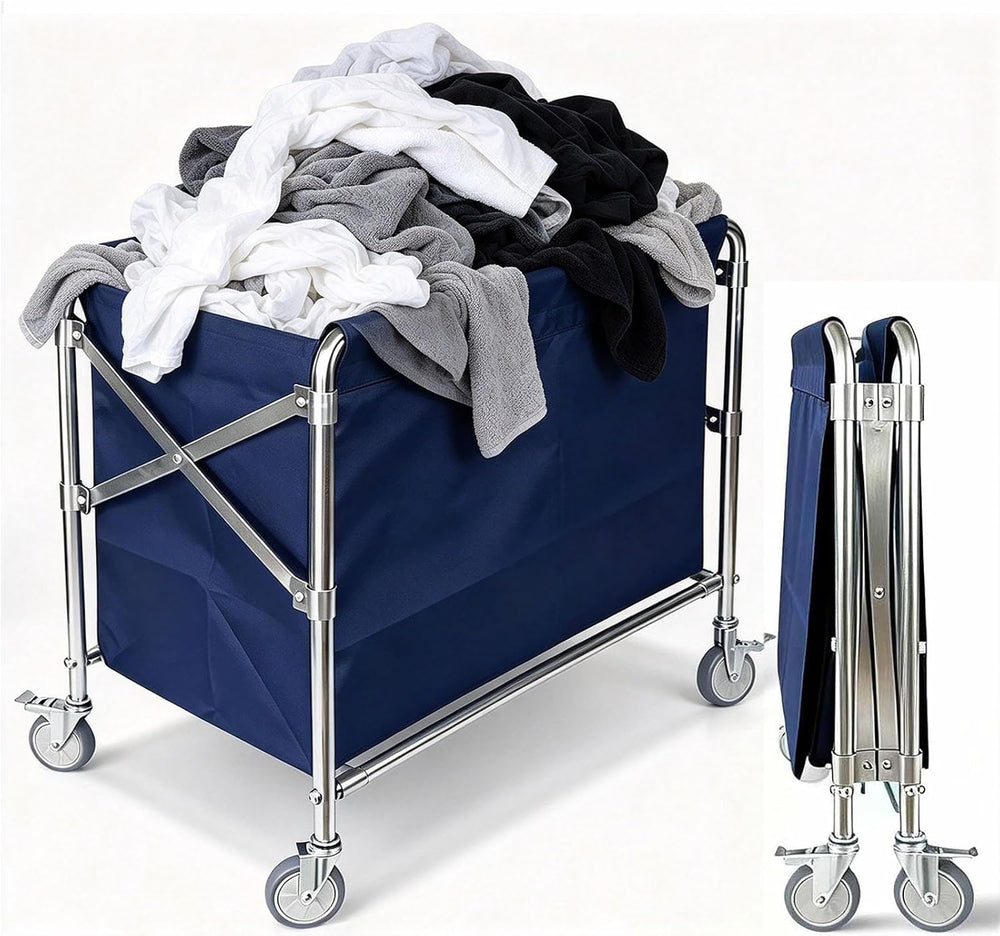 Industrial Laundry Cart with Wheel 12 Bushel (400l) Commercial Collapsible La...
