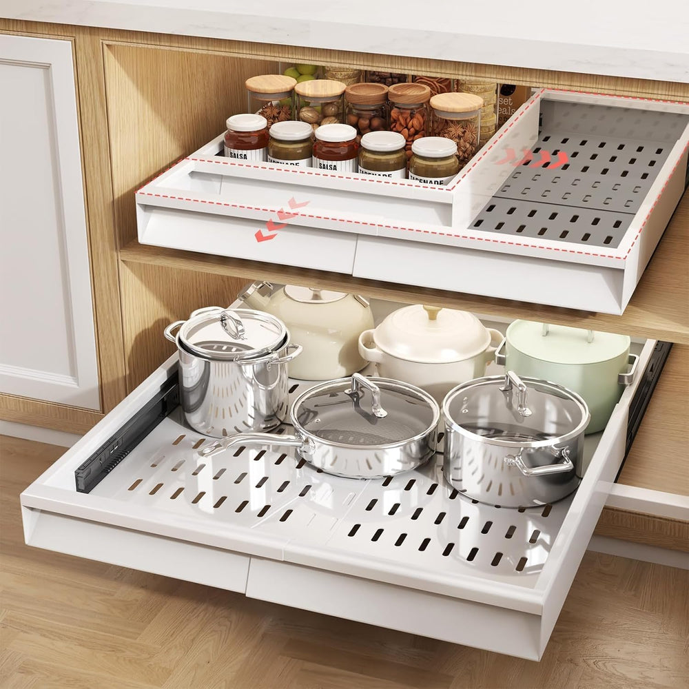 Seinloes Pull Out Cabinet Organizer, 4-Side Expandable to Fit Most Cabinets, ...